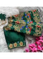 Phantom Silk Green Wedding Wear Thread Work Readymade Blouse